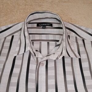 Bassiri Limited Collection Button Up Short Sleeve‎ Men's Medium Gray Black